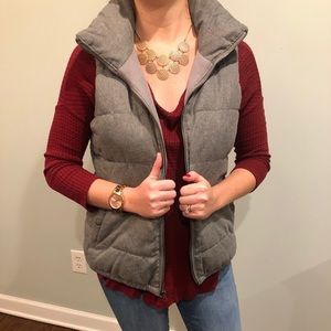 Textured Grey Puffer Vest, Fleece, Old Navy Medium